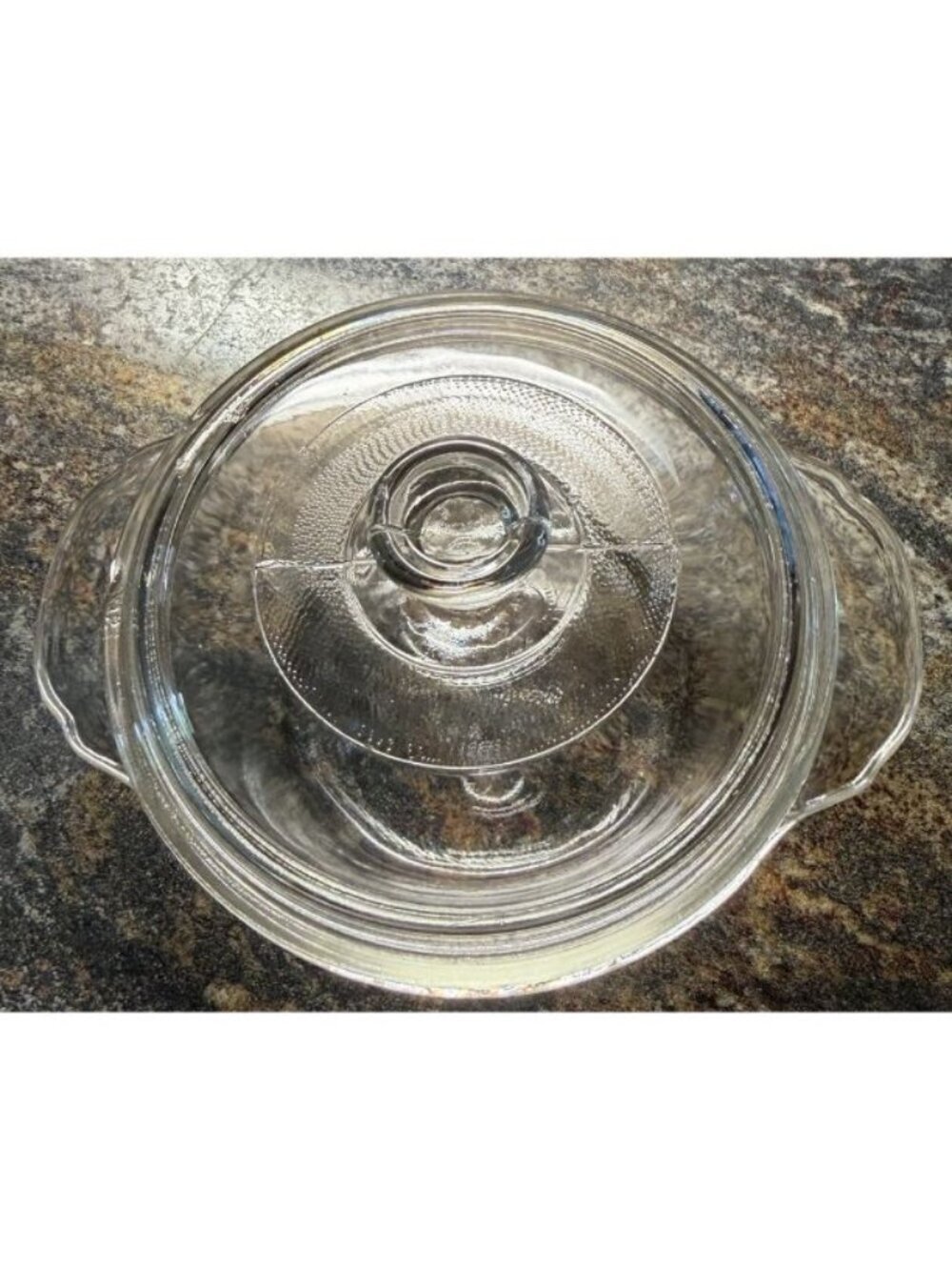 Vtg Fire King 1 Pint Casserole Dish & Lid Clear Glass, Handles #10 Excellent USA